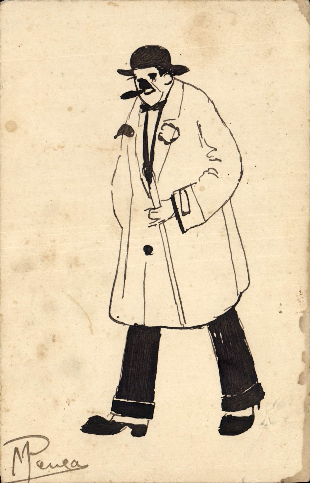 Hombre de la POSTAL de la VENDIMIA (que dibuja la mano)