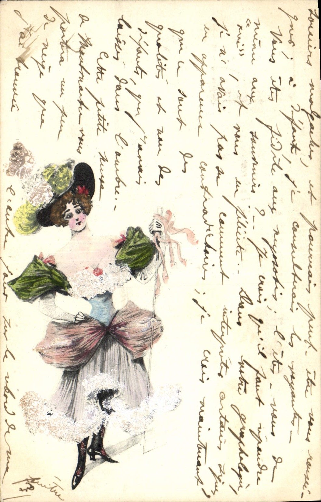 CPA (dessin la main) Femme