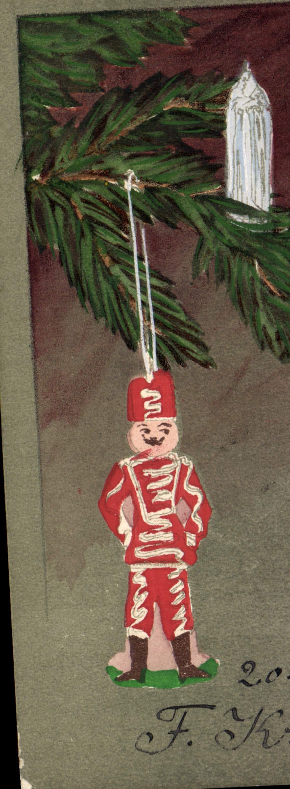 VINTAGE POSTCARD (drawing the hand) Christmas