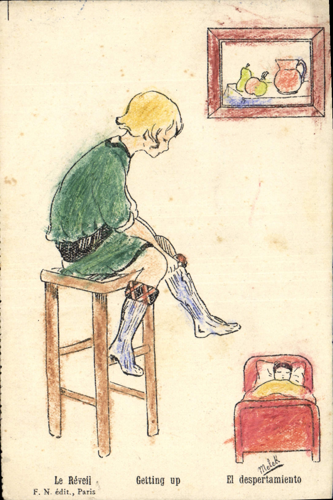 CPA (dessin la main) Enfant