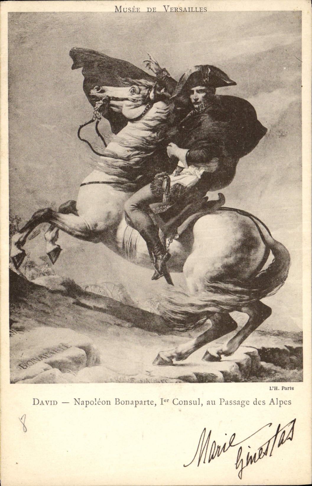 De la VENDIMIA de la POSTAL 1r David Napoleon Bonaparte 1r cónsul de Napoleon con el paso de las montan@as