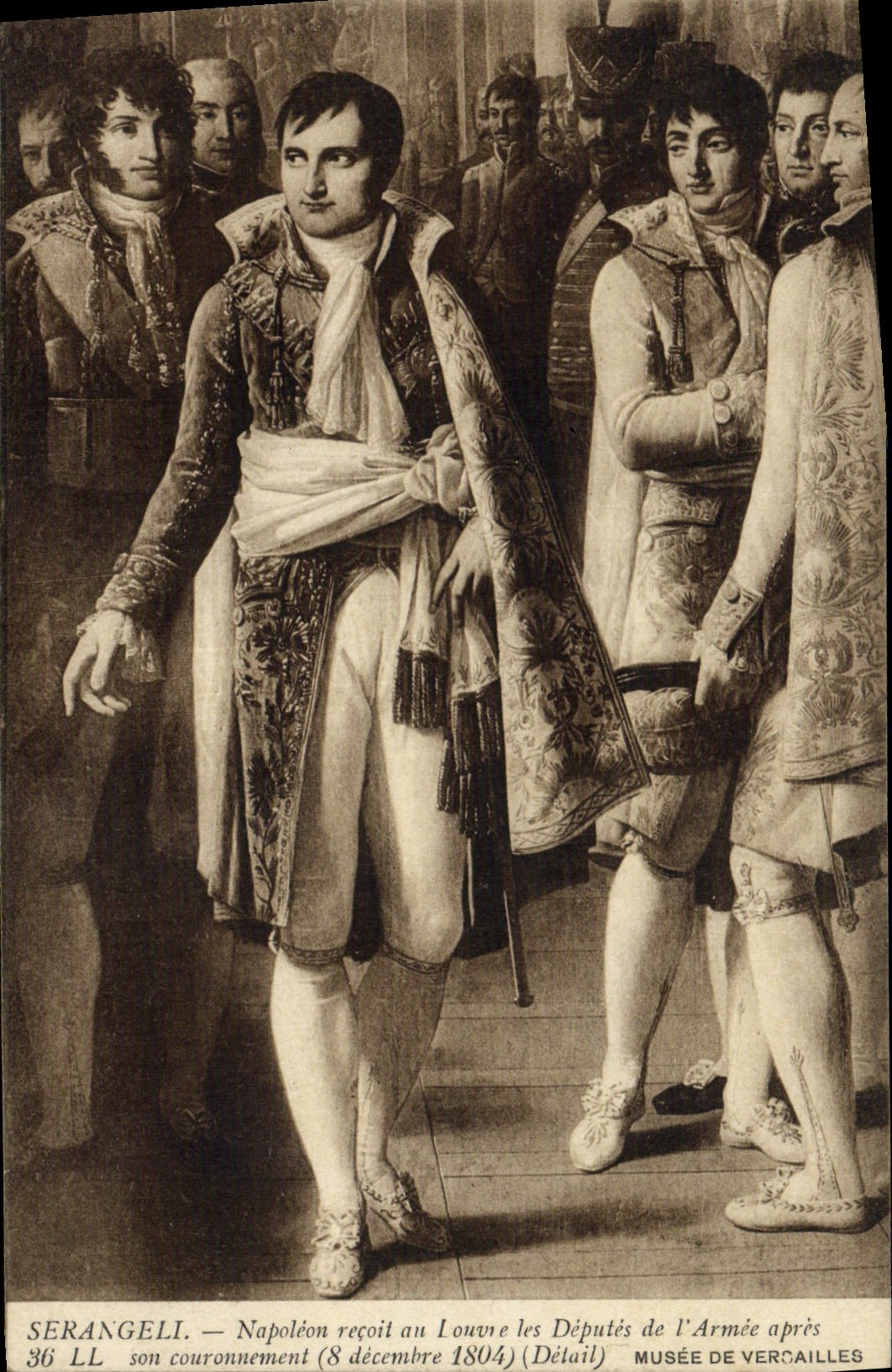 La POSTAL Napoleon 1r Serangli Napoleon de la VENDIMIA recibe en la lumbrera a diputados después de su coronar