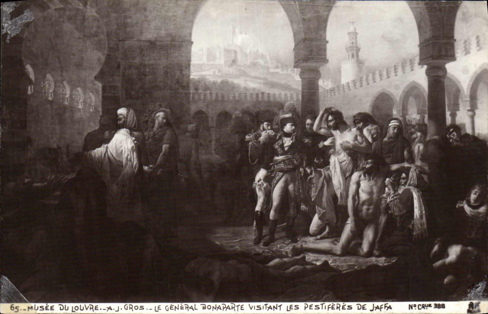 Museo de Napoleon de la POSTAL de la VENDIMIA 1r del general grande Bonaparte de París de la lumbrera que visita los perstiferes de Jaffa