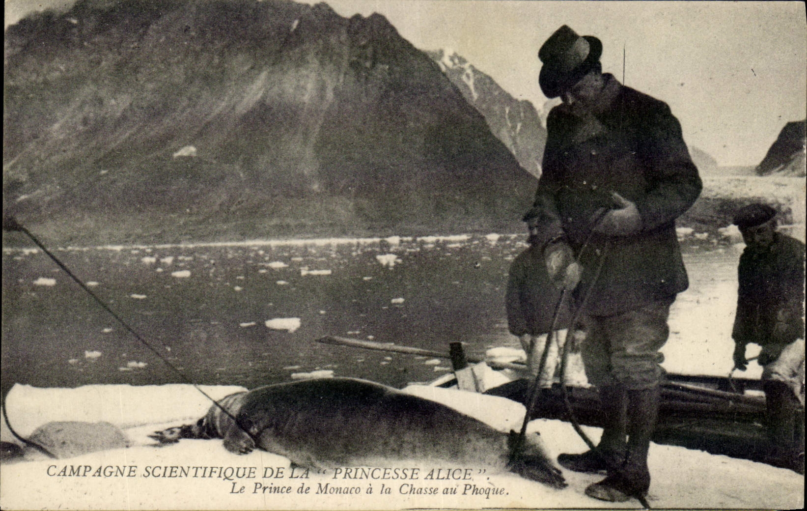 CPA Peche Campagne scientifique de la Princesse Alice Le Prince de Monaco a la chasse au phoque Polaire TOP