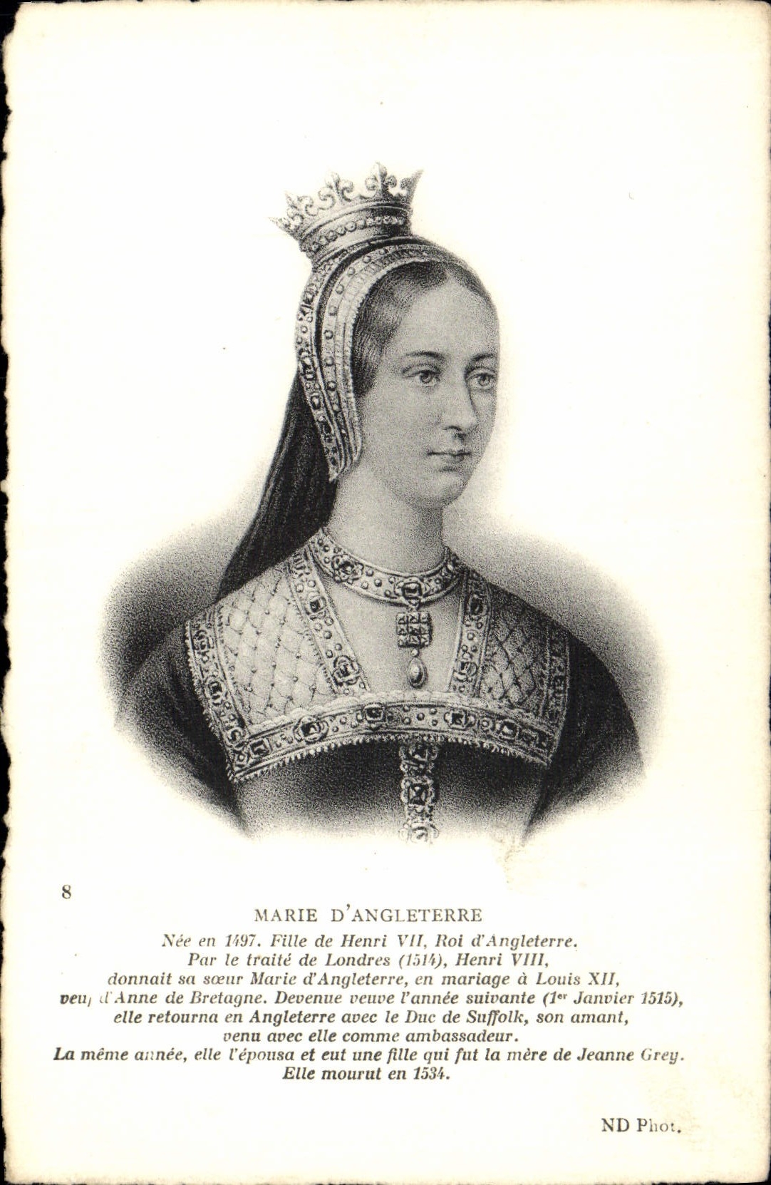 POSTAL Marie de la VENDIMIA de Inglaterra