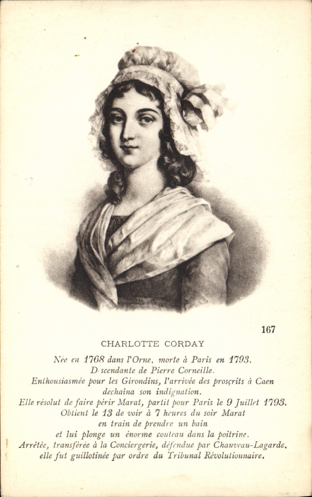 POSTAL Charlotte Corday de la VENDIMIA