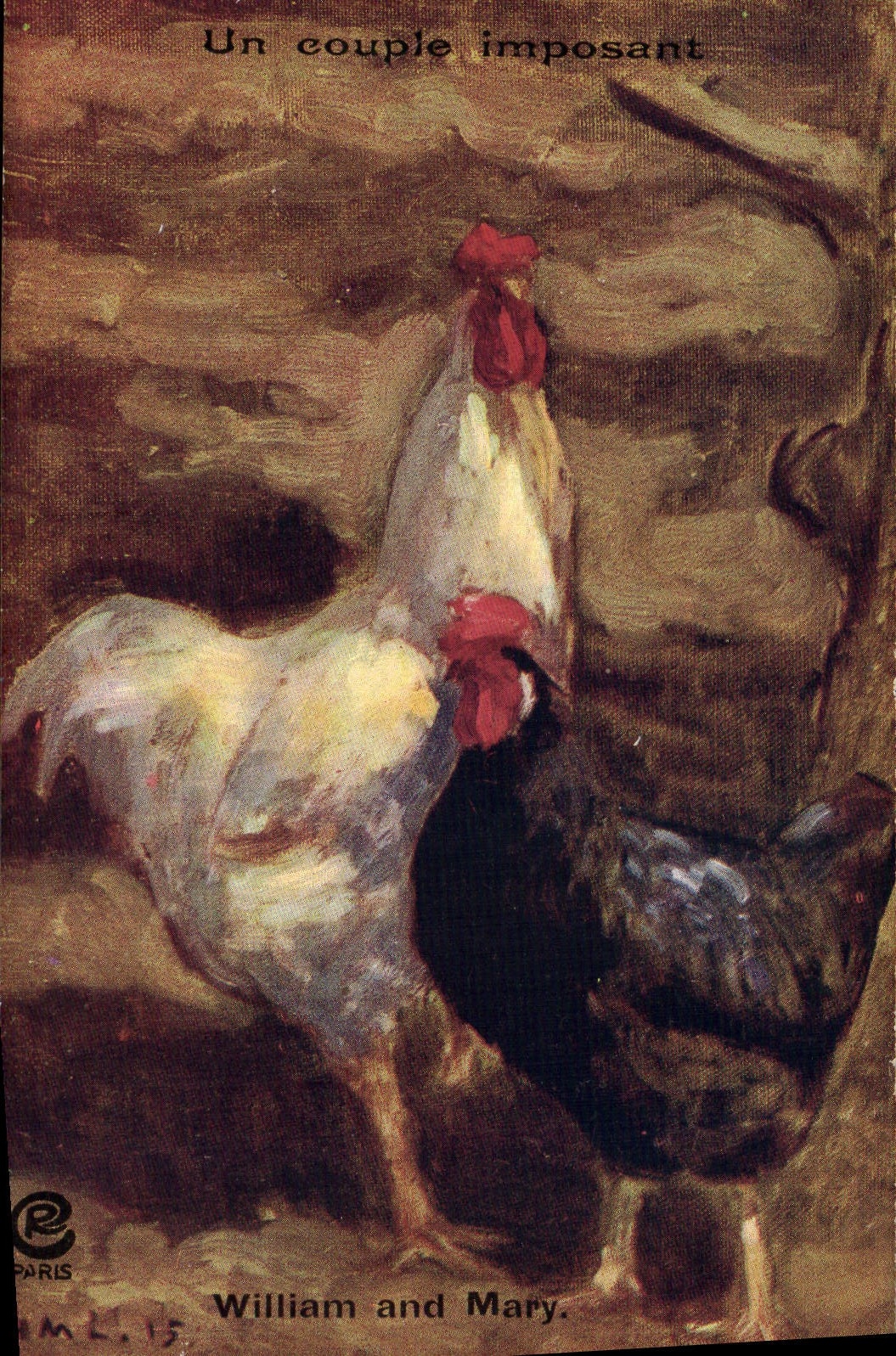 CPA Coq Poule Un couple imposant