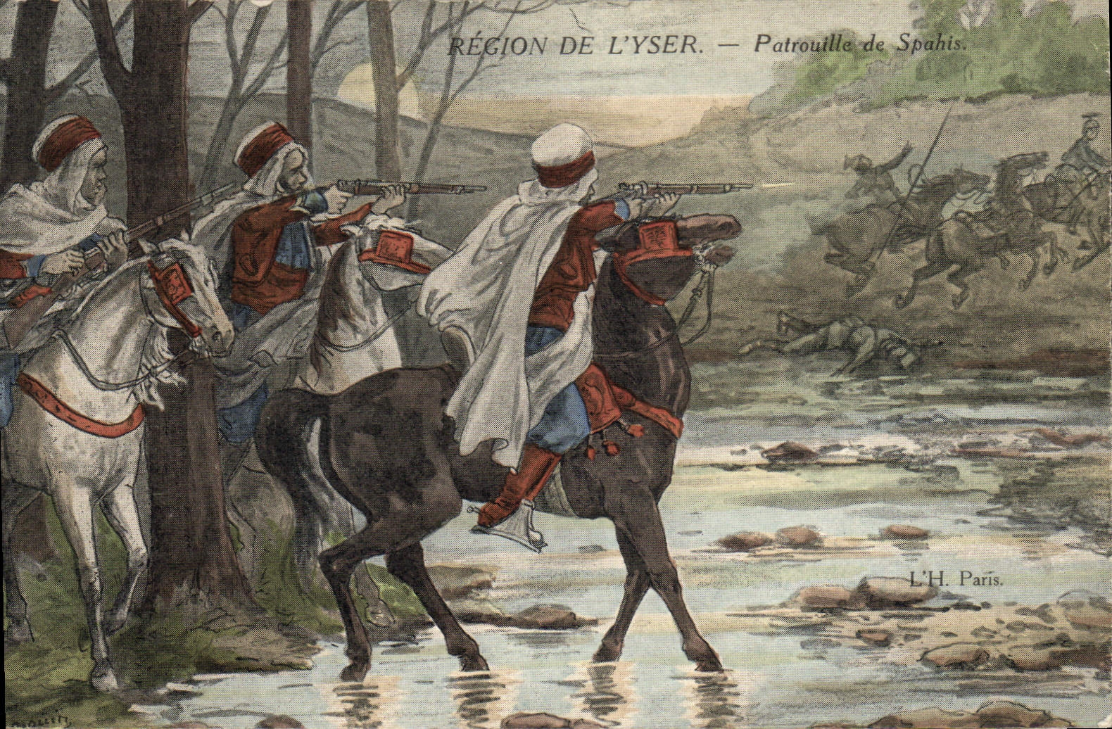 CPA Militaria Region de l'Yser Patrouille de Spahis