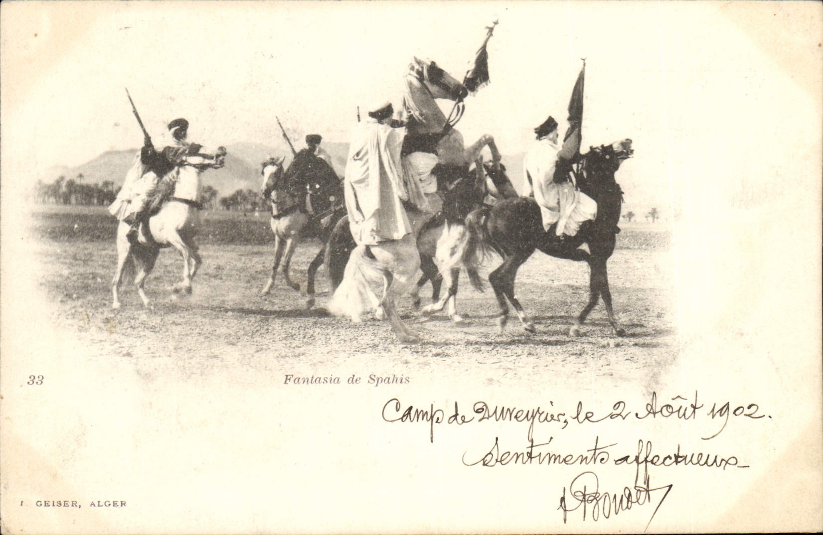 POSTAL Militaria Fantasia de Spahis de la VENDIMIA