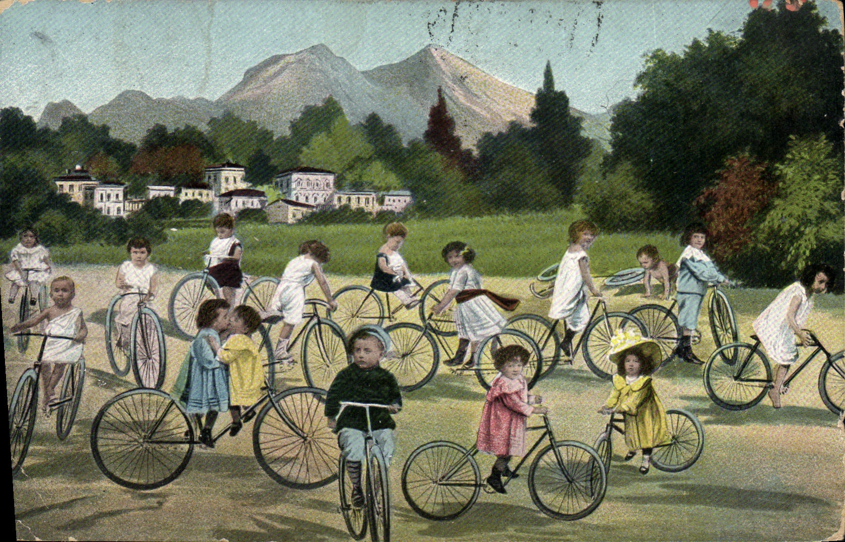 CPA Fantaisie Enfants Bebes Velo Cycle