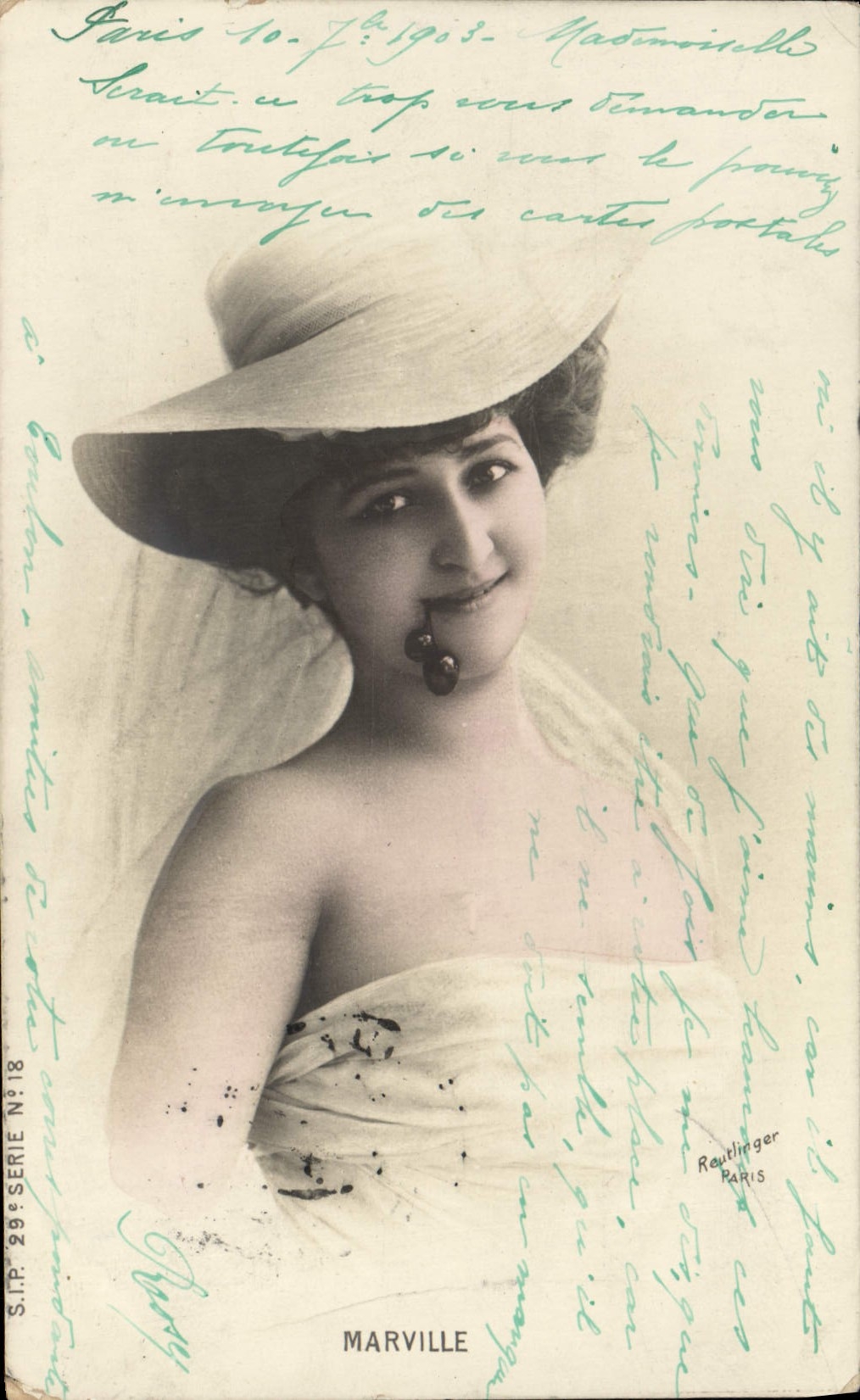 VINTAGE POSTCARD Theater Marville Woman