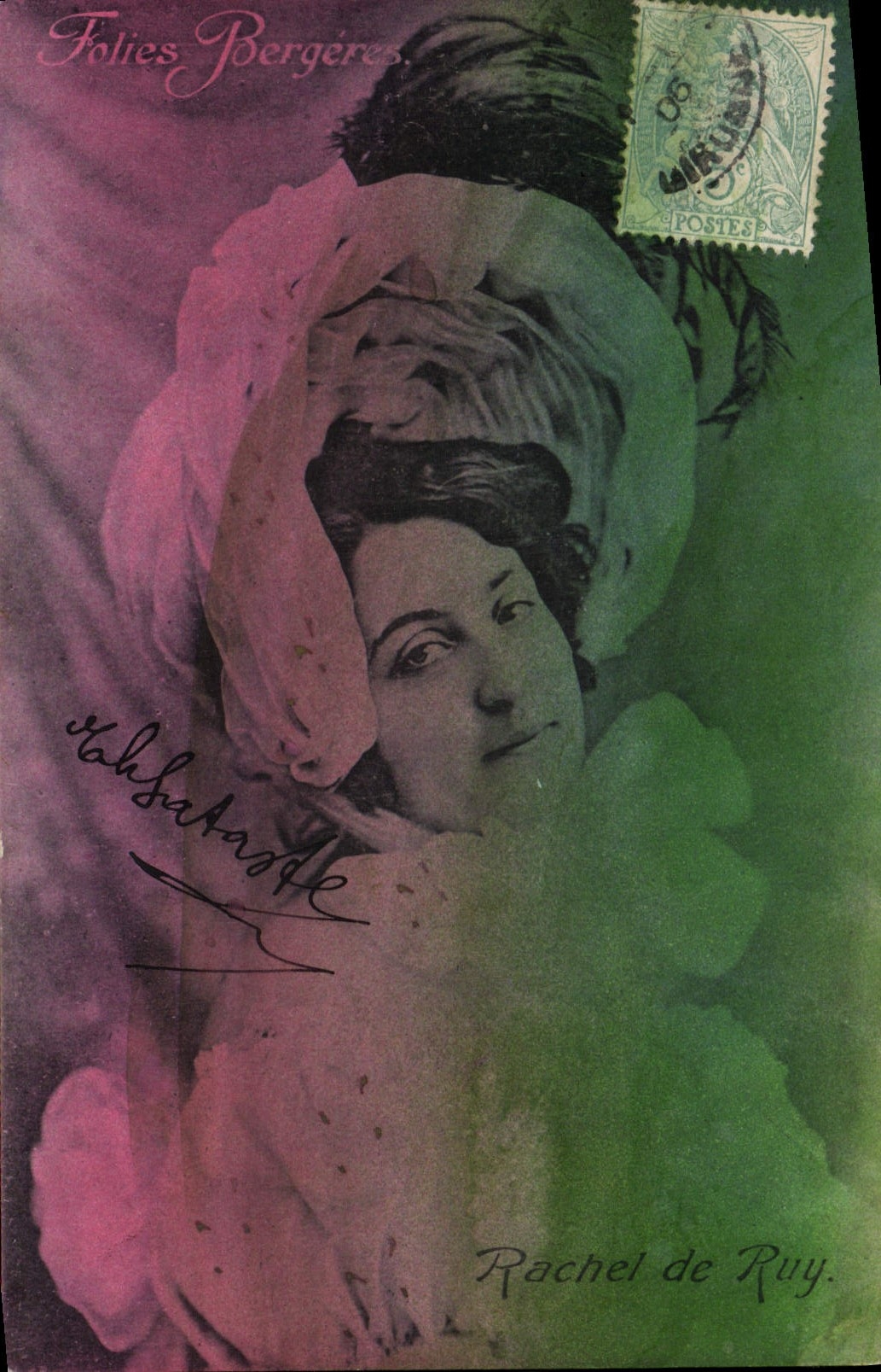 VINTAGE POSTCARD Theater Woman Madnesses Shepherdesses Rachel de Ruy