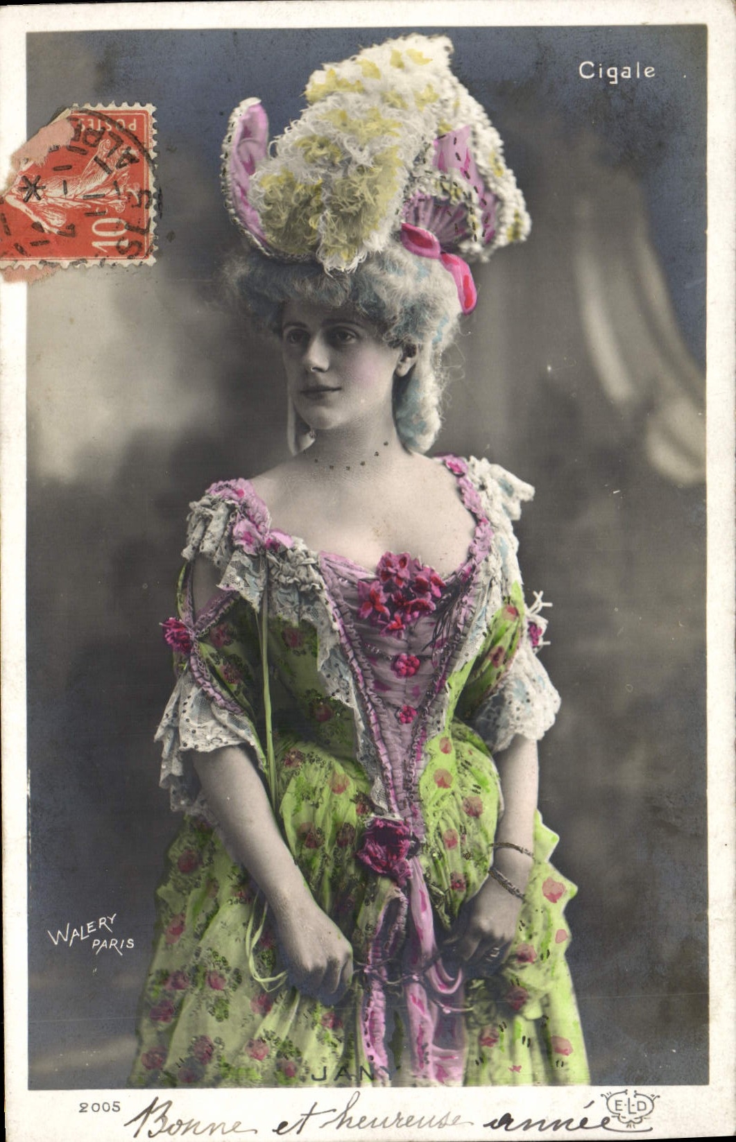 VINTAGE POSTCARD Theater Woman Jancy Cicada