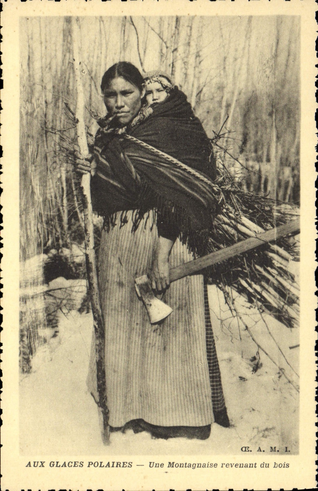 La POSTAL de la VENDIMIA polar con el polar hiela un fantasma del montagnaise de la madera