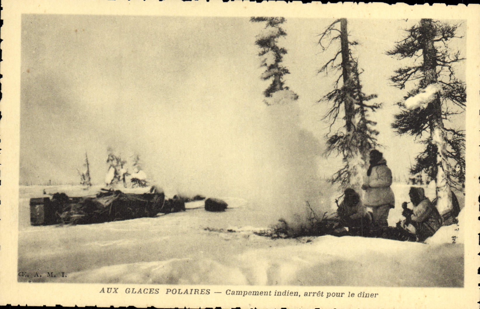CPA Polaire Aux glaces polaires Campement indien arret pour le diner