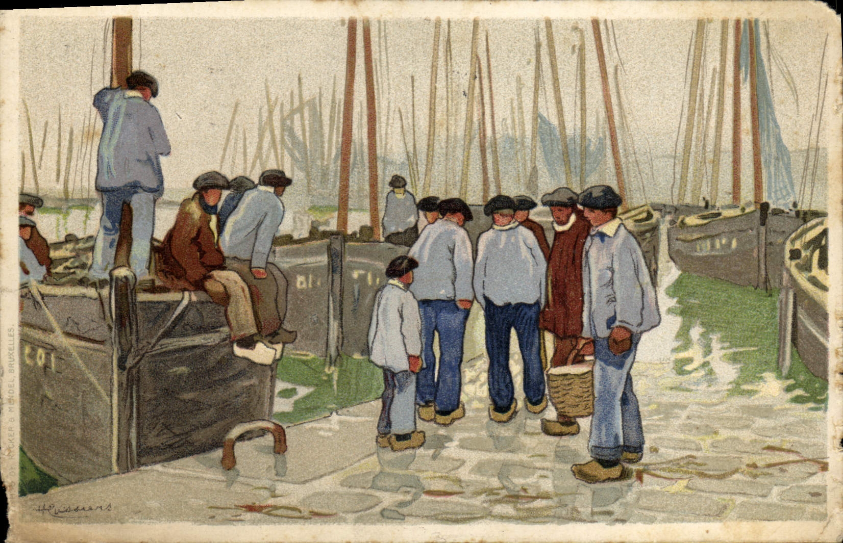 VINTAGE POSTCARD Fantasy Illustrator Marine Boats