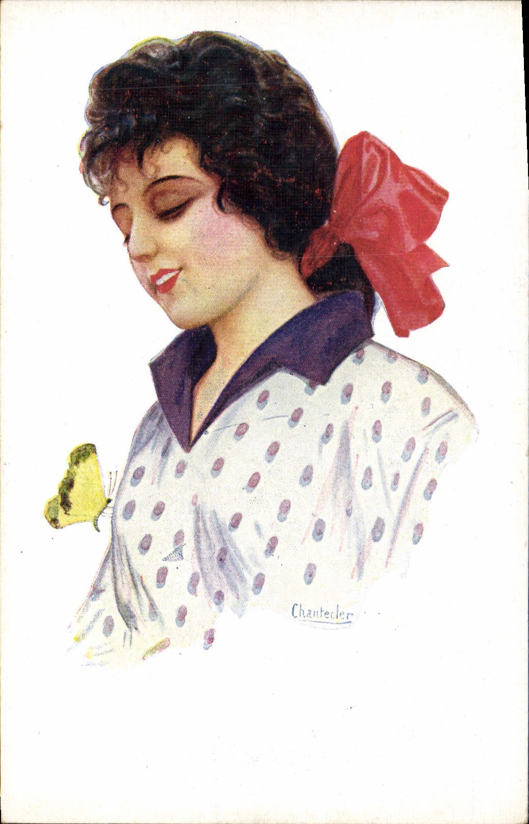 VINTAGE POSTCARD Fantasy Illustrator Chantecler Woman Butterfly