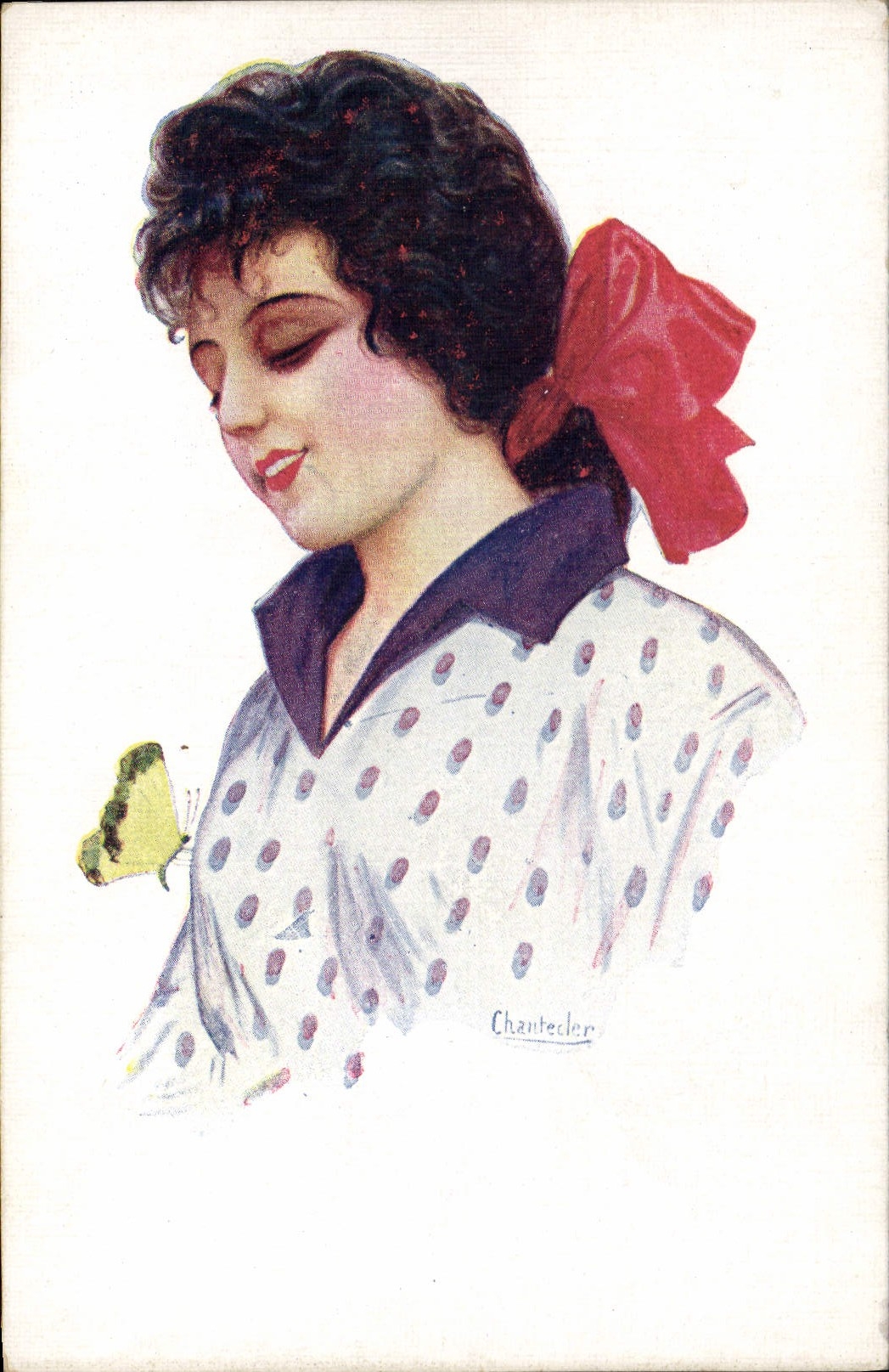 CPA Fantaisie Illustrateur Chantecler Femme Papillon