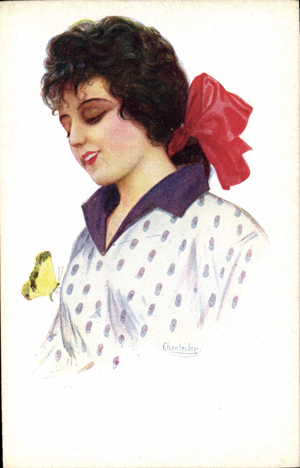 CPA Fantaisie Illustrateur Chantecler Femme Papillon