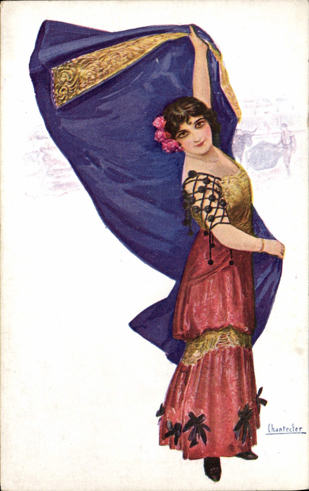 CPA Fantaisie Illustrateur Chantecler Femme Taureau Corrida