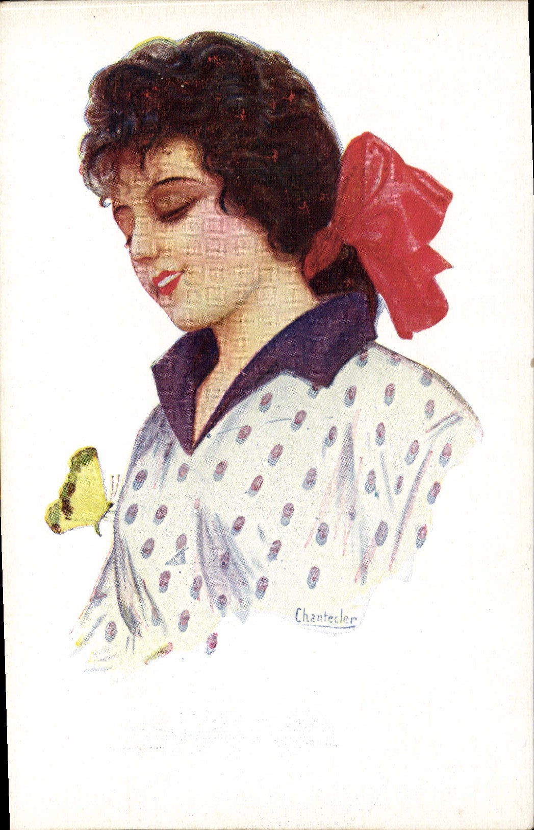 CPA Fantaisie Illustrateur Chantecler Femme Papillon