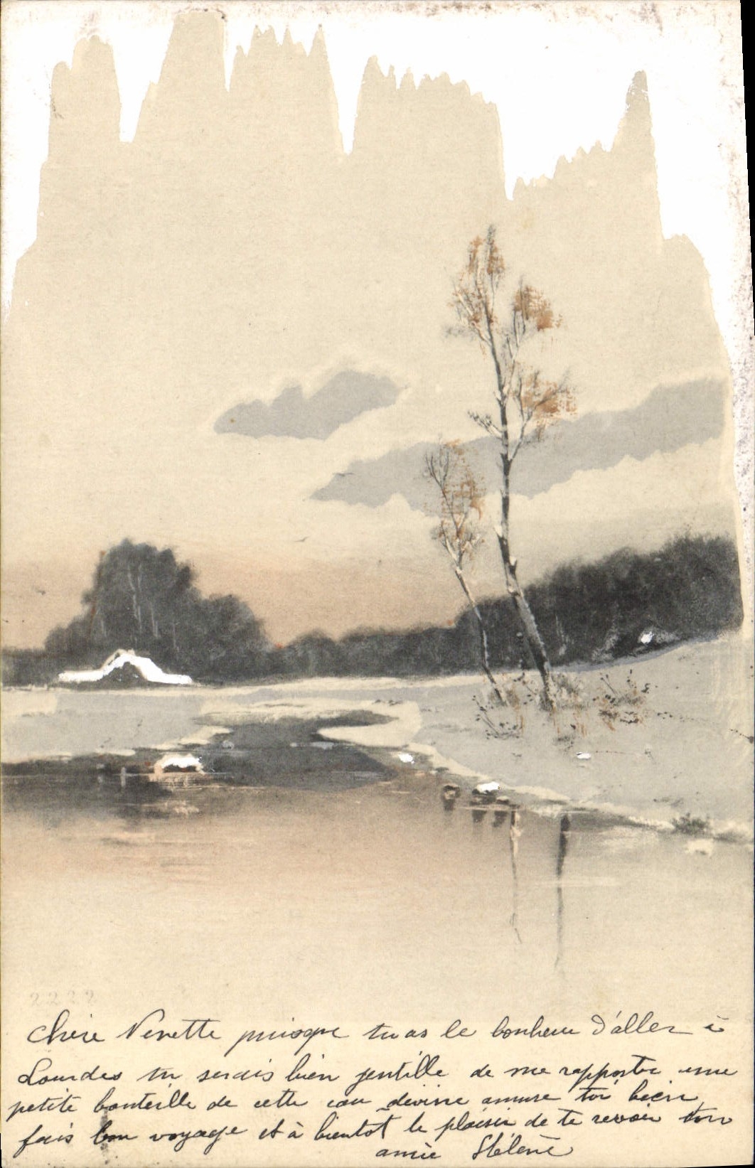 CPA (dessin la main) Paysage