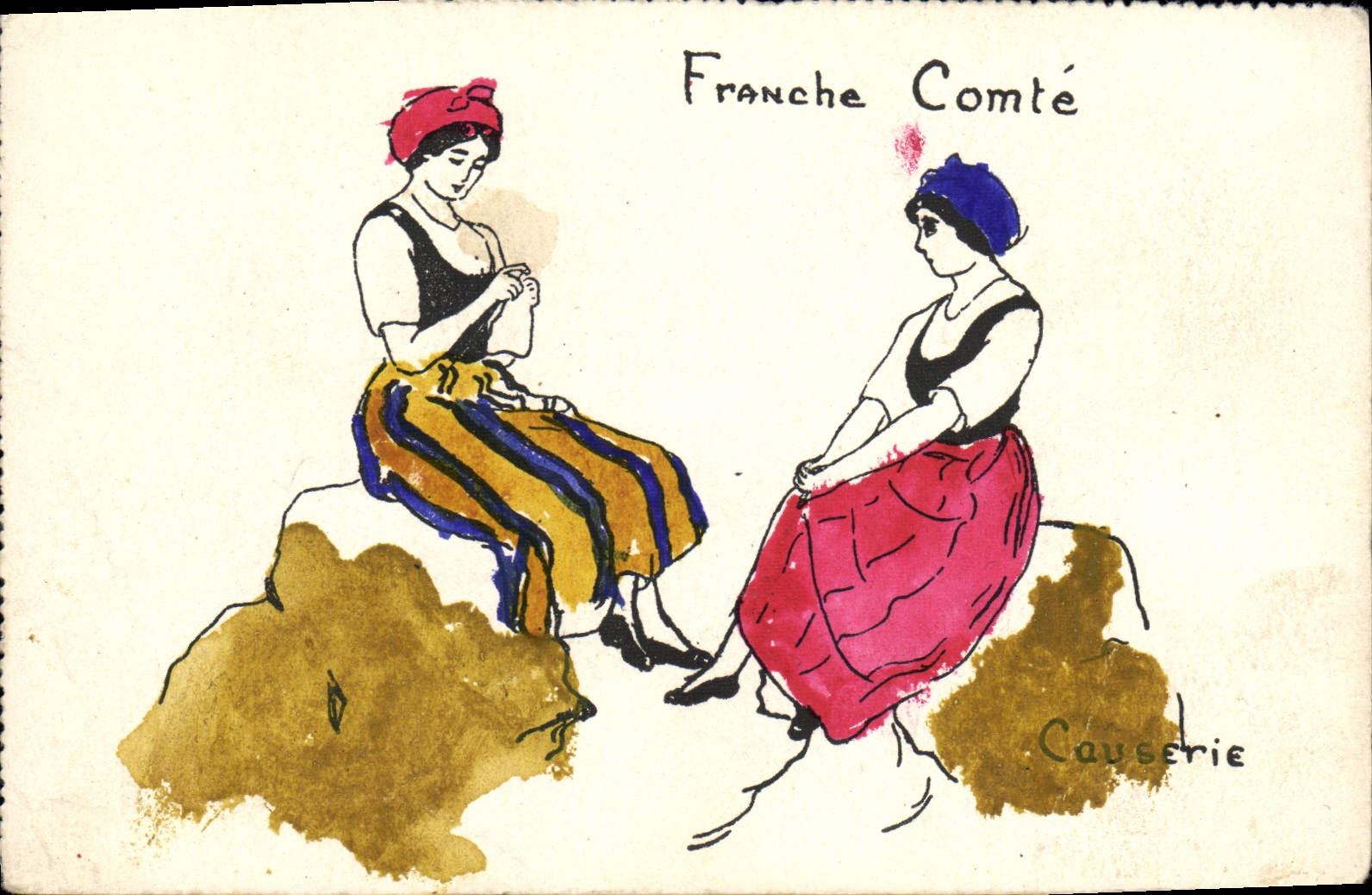 CPA Fantaisie Femmes Franche Comte 