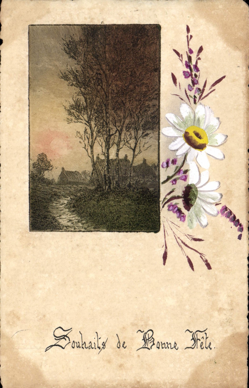 CPA (dessin la main) Fleurs