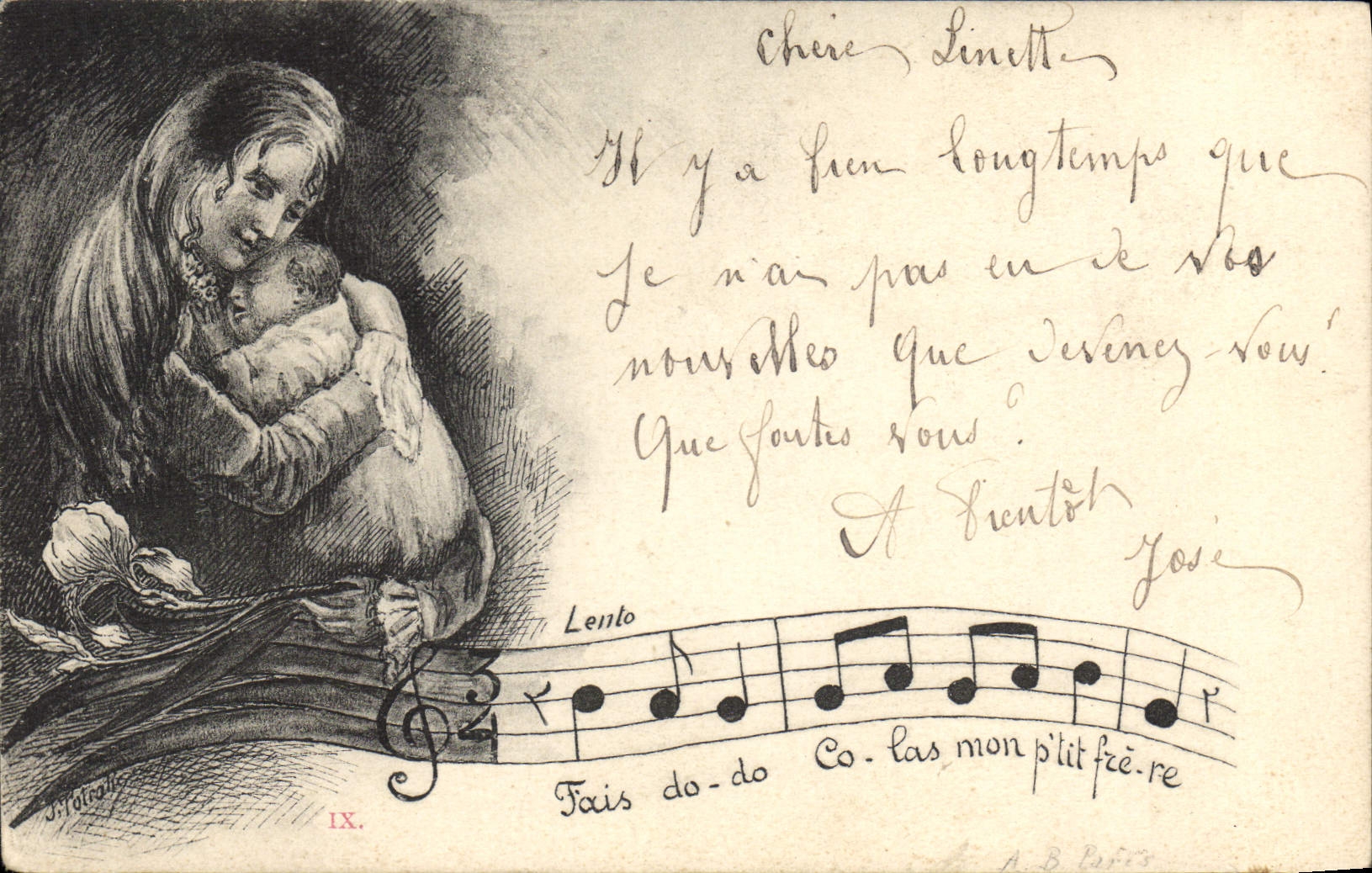 VINTAGE POSTCARD Fantaisie Woman Make dodo Colas my ptti brother