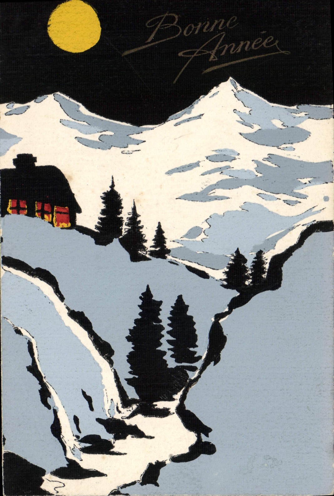 CPA (dessin la main) Montagne