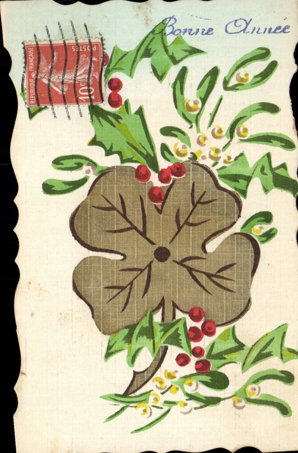 CPA Fantaisie Fleurs (carte toilee)
