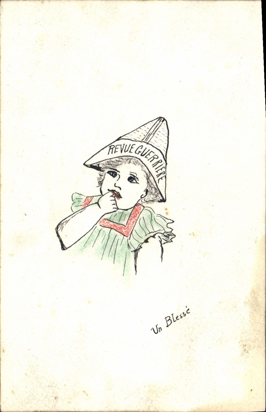VINTAGE POSTCARD (drawing the hand) Re-examined Child guerriere One wounds