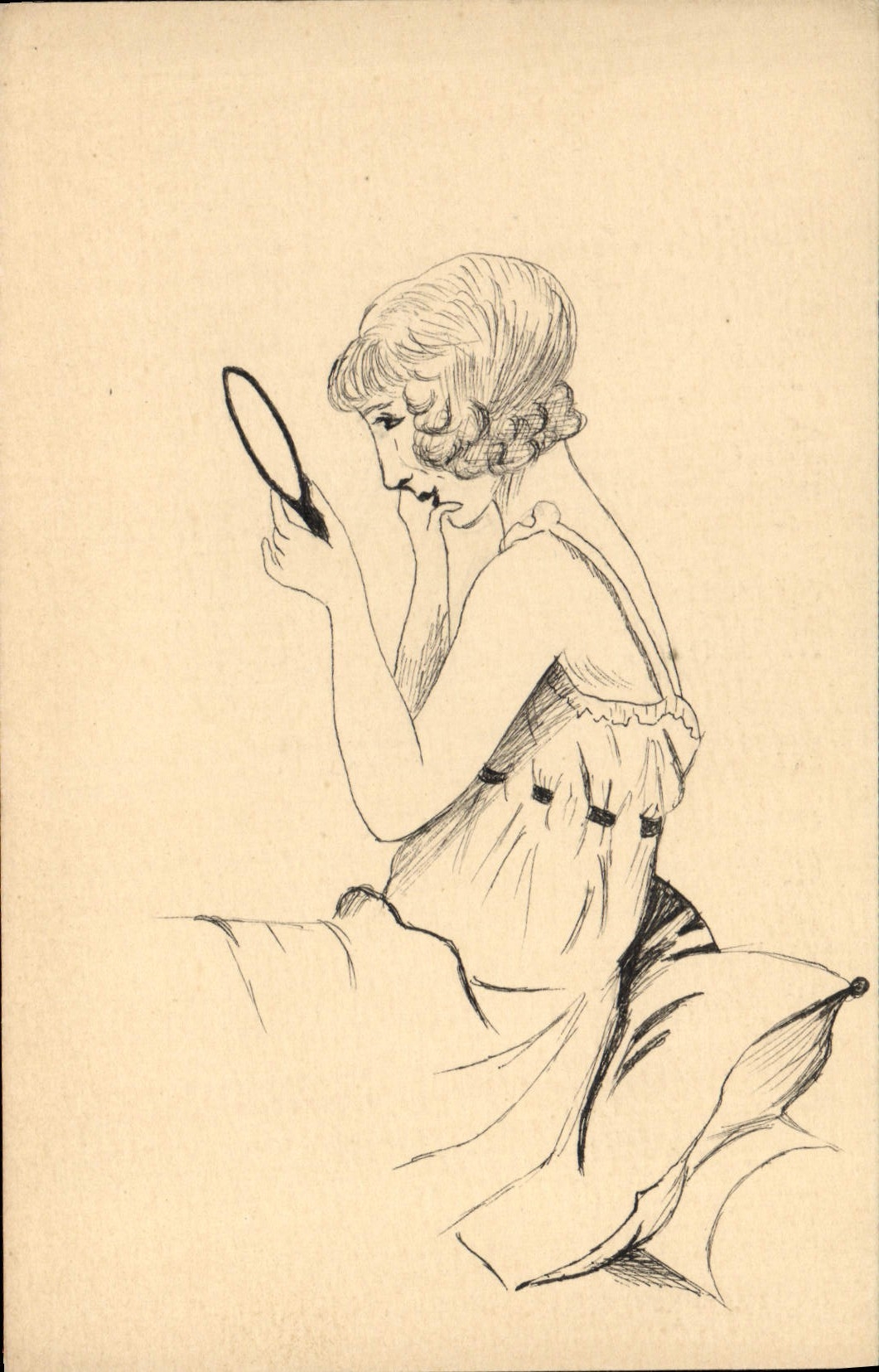 CPA (dessin la main) Femme