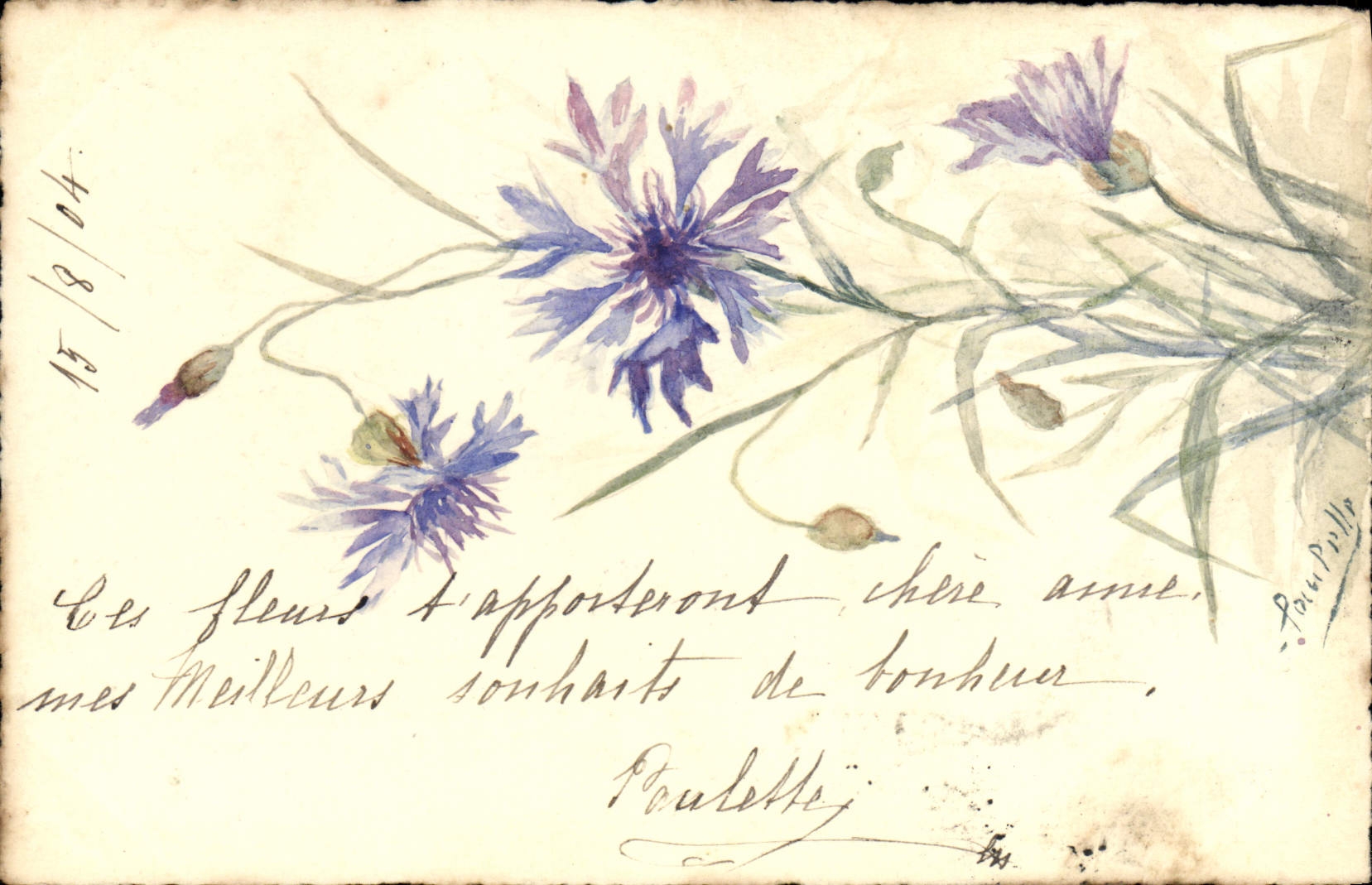 CPA (dessin la main) Fleurs