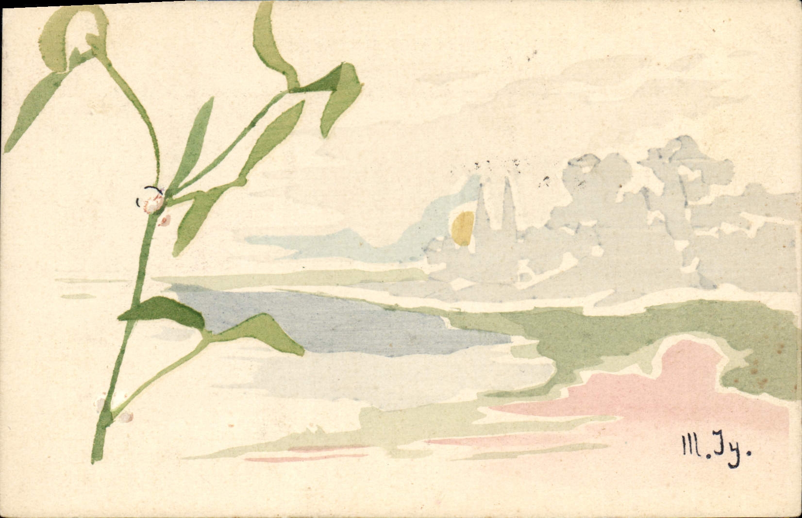 CPA (dessin la main) Fleurs