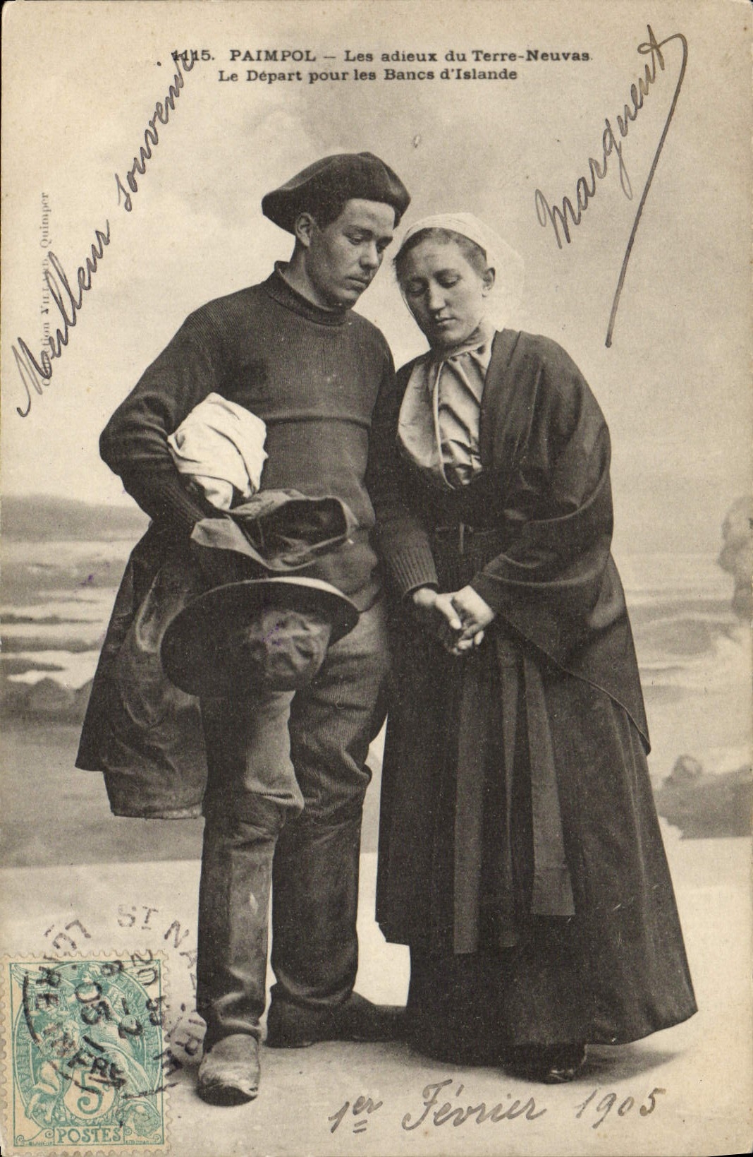 CPA Bateau de peche Paimpol Les adieux de Terre Neuvas Le depart pour les bancs d'Islande