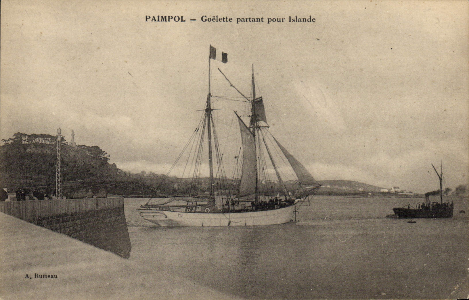 CPA Bateau de peche Paimpol Goelette partant pour l'Islande