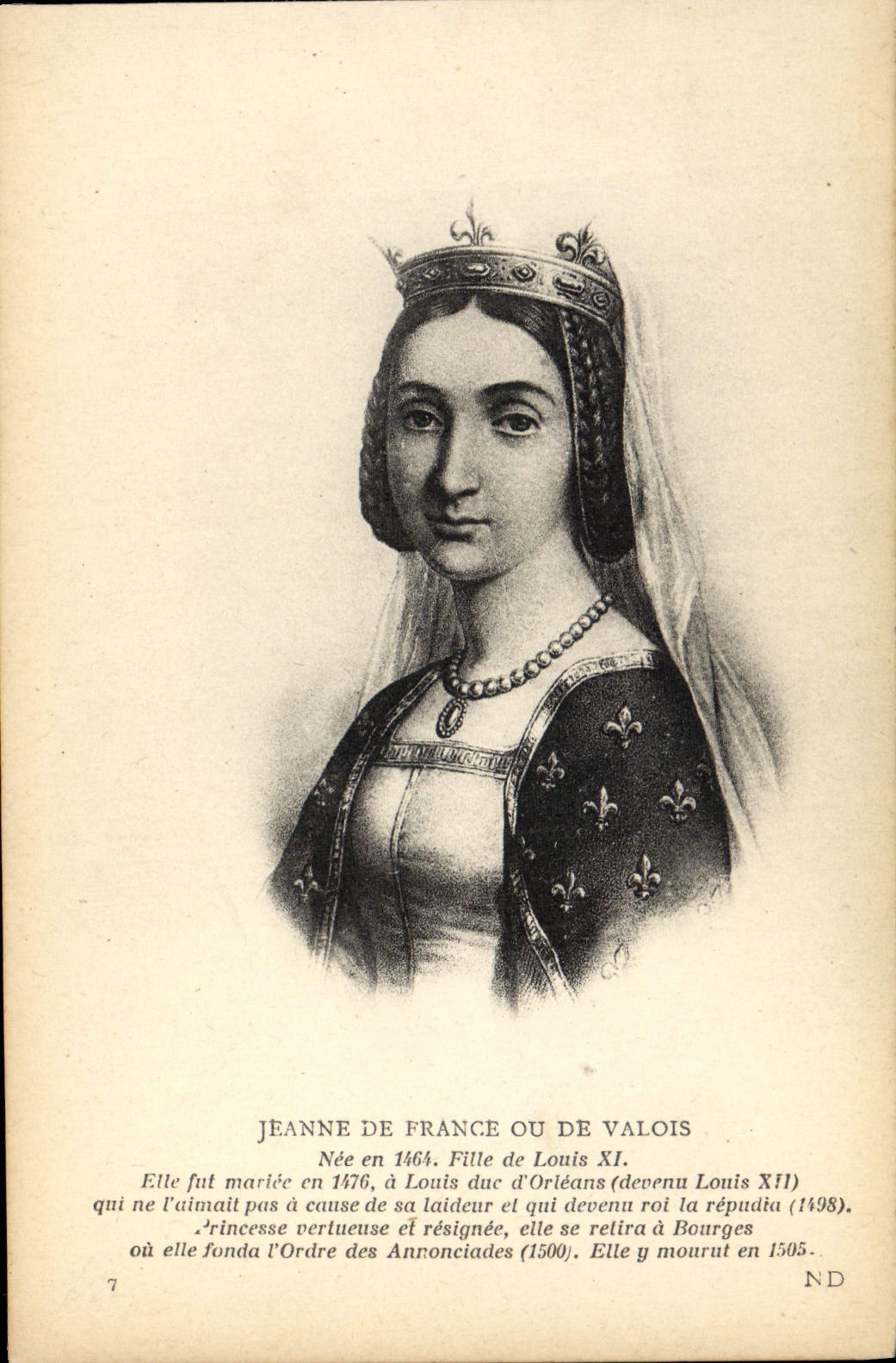 POSTAL Jeanne de Francia de la VENDIMIA o de Navarra