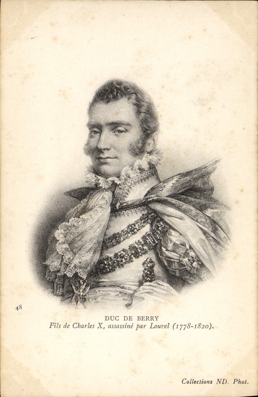 Duque de la POSTAL de la VENDIMIA del alambre de la baya de Charles X