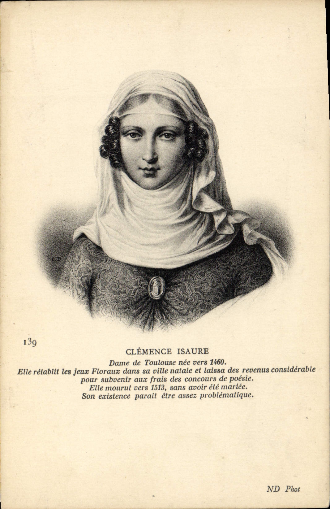 POSTAL Clemence Isaure de la VENDIMIA