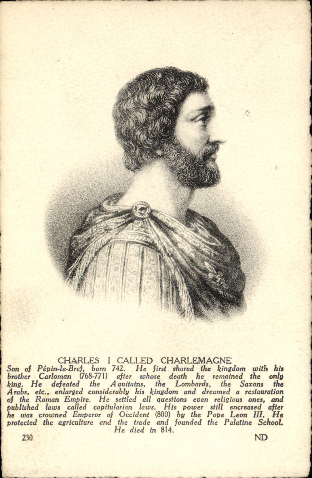 CPA Charles I called Charlemagne