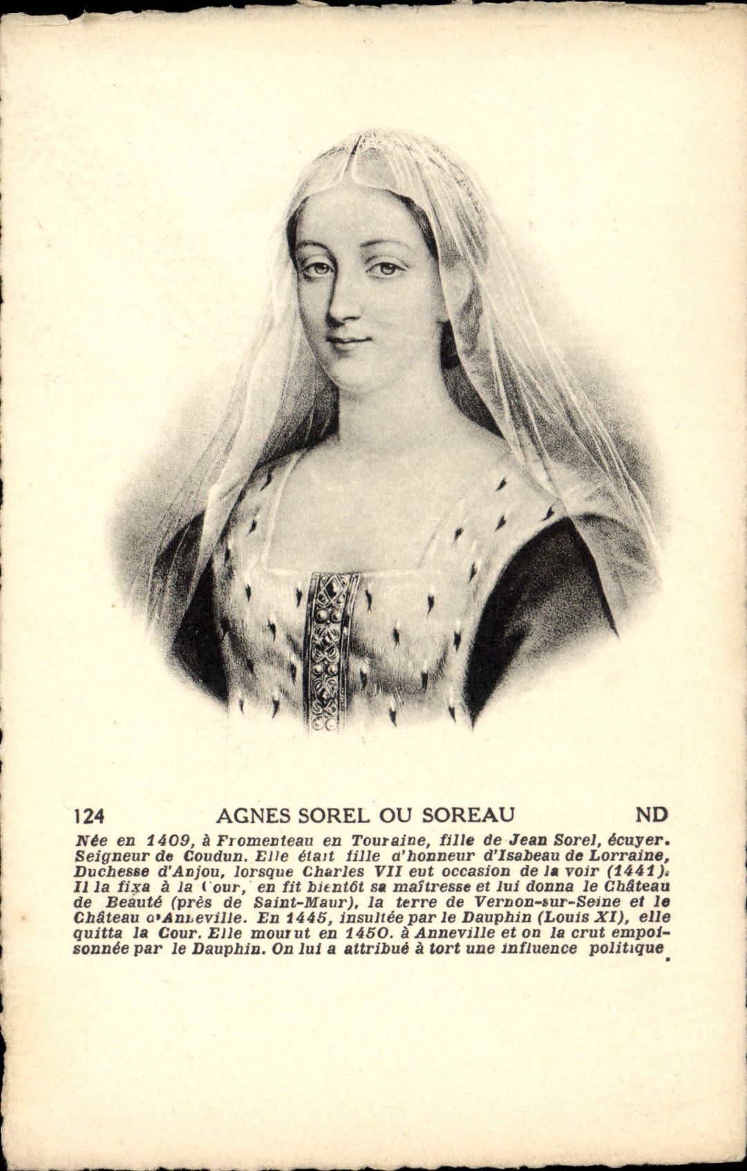 CPA Agnes Sorel ou Soreau