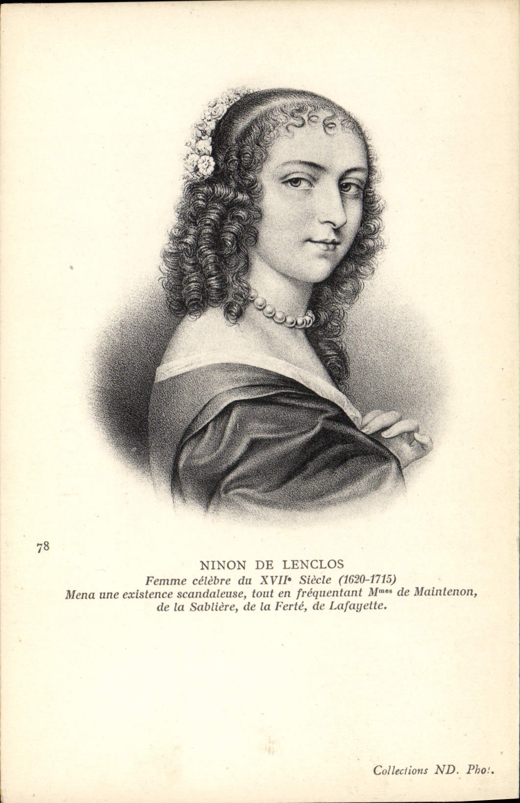 POSTAL Ninon de Lenclos Woman de la VENDIMIA famosa