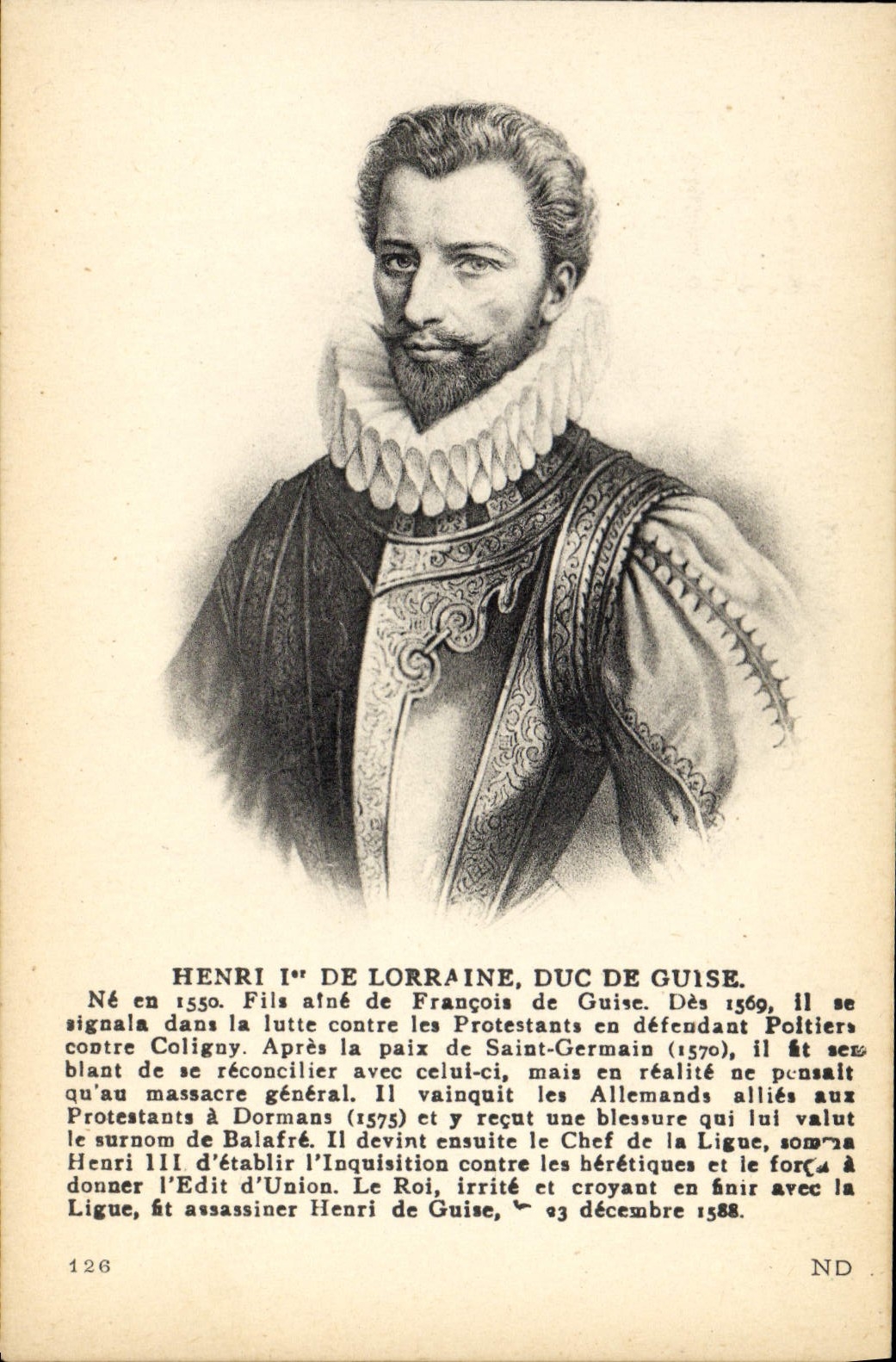 POSTAL Enrique Ier de la VENDIMIA del duque de Lorena de propia manera
