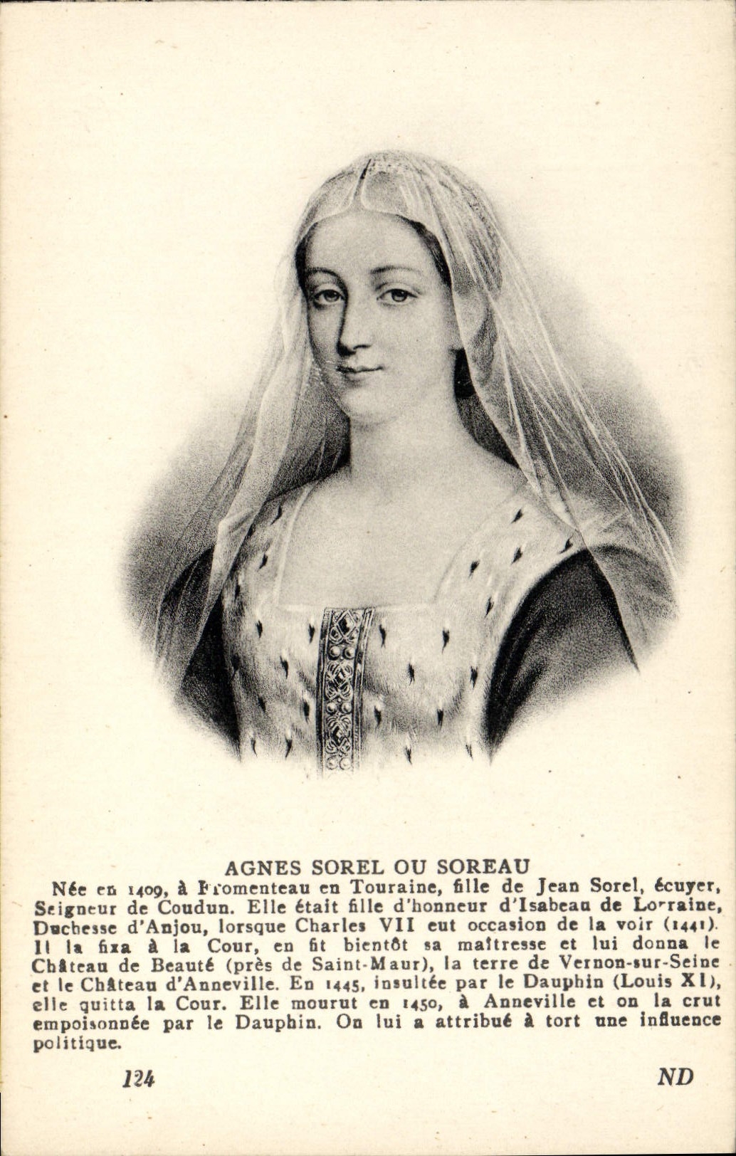 CPA Agnes Sorel ou Soreau