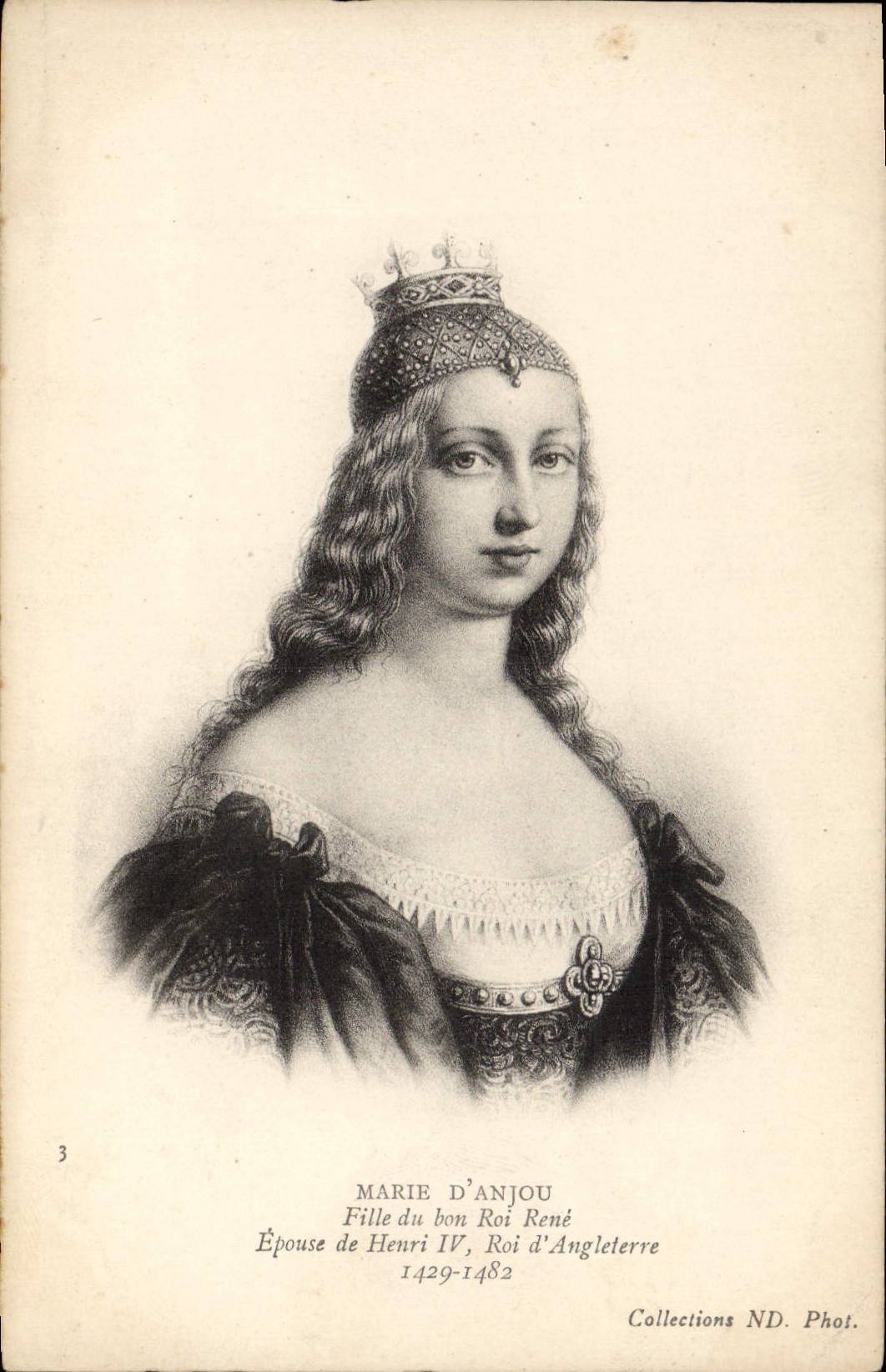 POSTAL Marie de la VENDIMIA de la muchacha de Anjou de buen rey Rene