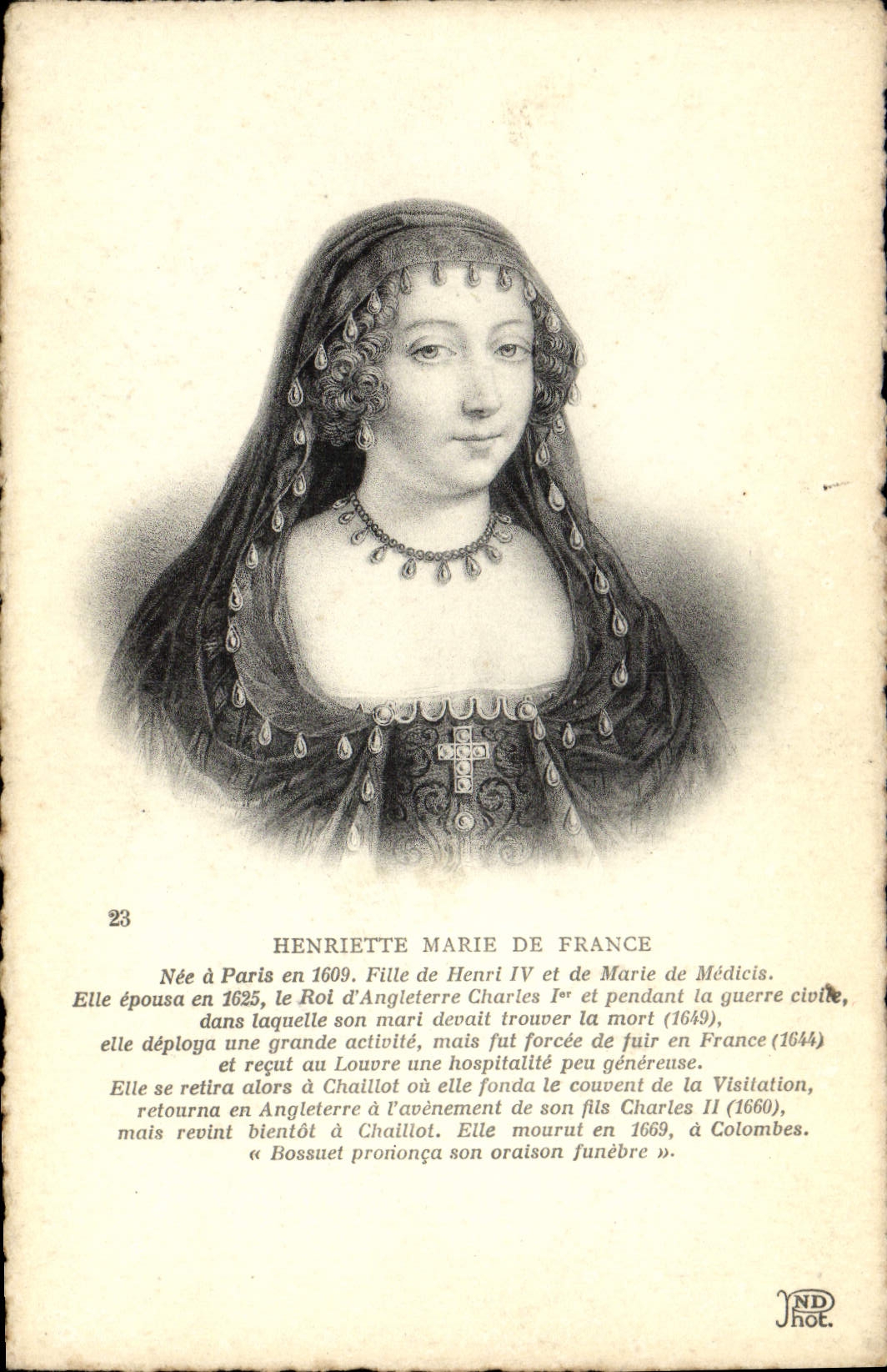 POSTAL Enriqueta Marie de Francia de la VENDIMIA