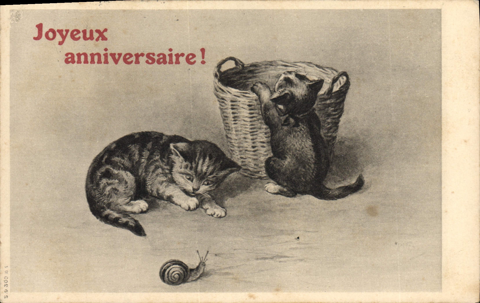 VINTAGE POSTCARD Snail Cat Cats Kitten