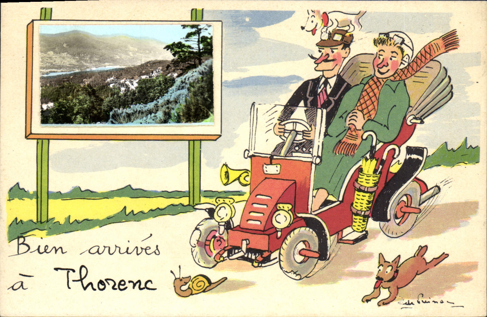 CPA Escargot Banyuls Automobile Chien