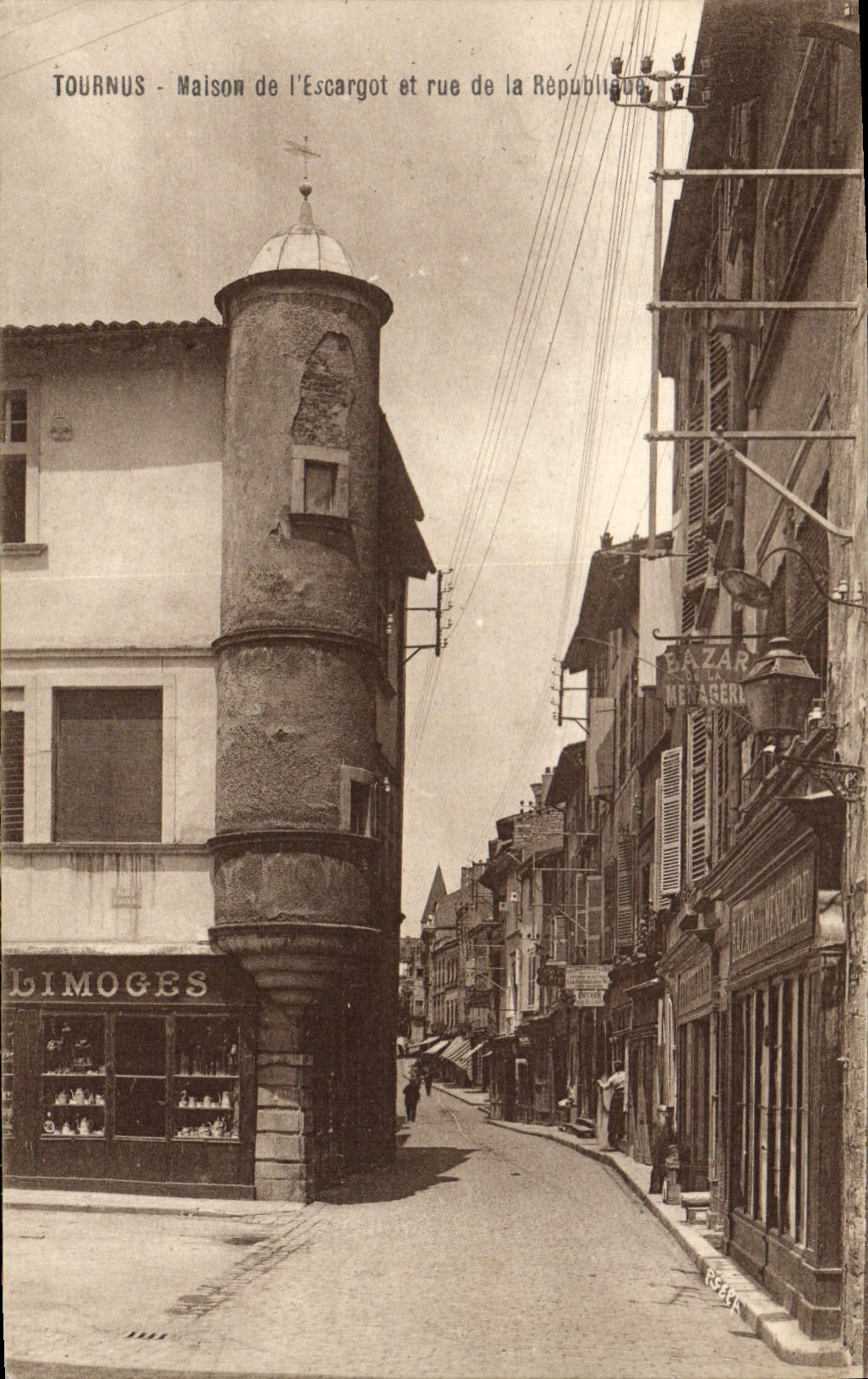 VINTAGE POSTCARD Snail Tournus House of snail and street of the Republic